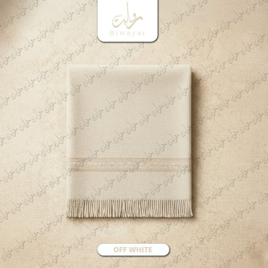 Winter Wool Shawl - Off White - Riwayat Fabrics